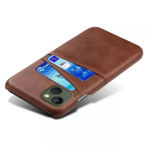 Duo Cardslot Wallet kunstleer hoesje voor iPhone 14 - bruin