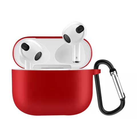 Solid Protection siliconen hoesje met haak voor AirPods 3 - rood