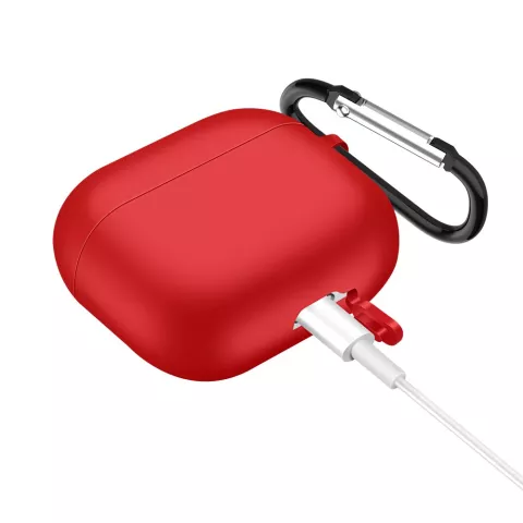 Solid Protection siliconen hoesje met haak voor AirPods 3 - rood