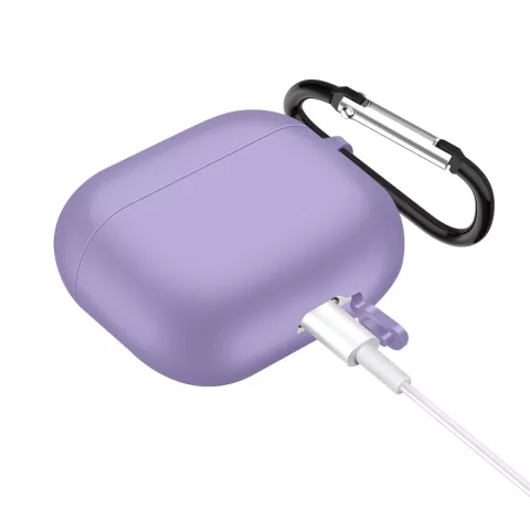 Solid Protection siliconen hoesje met haak voor AirPods 3 - paars