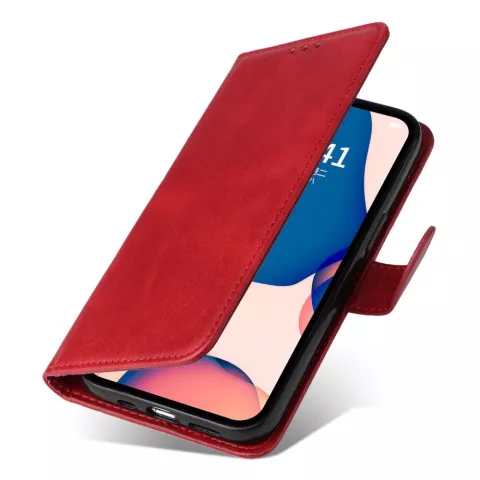 Bookcase Wallet kunstleer hoesje voor iPhone 14 Pro - rood