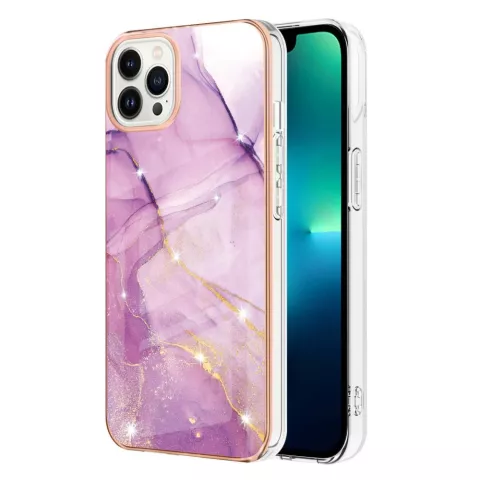 Marble Stone TPU hoesje voor iPhone 14 Pro - paars