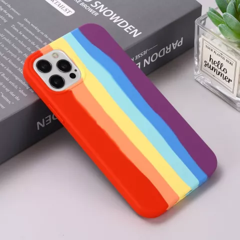 Rainbow Pride siliconen hoesje voor iPhone 14 Pro - pastel