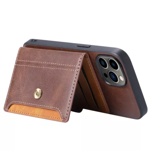 Card Wallet kunstleer hoesje voor iPhone 14 Pro - bruin