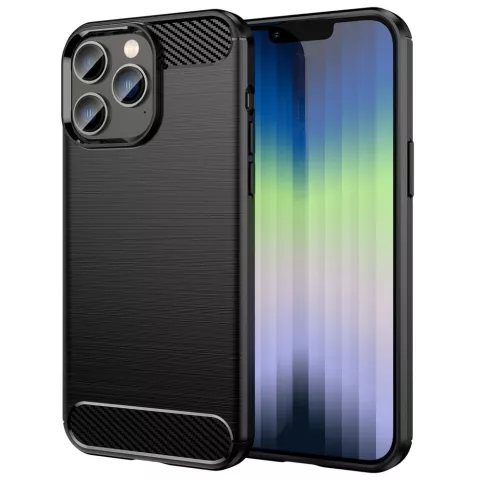 Carbon Armor TPU hoesje voor iPhone 14 Pro - zwart