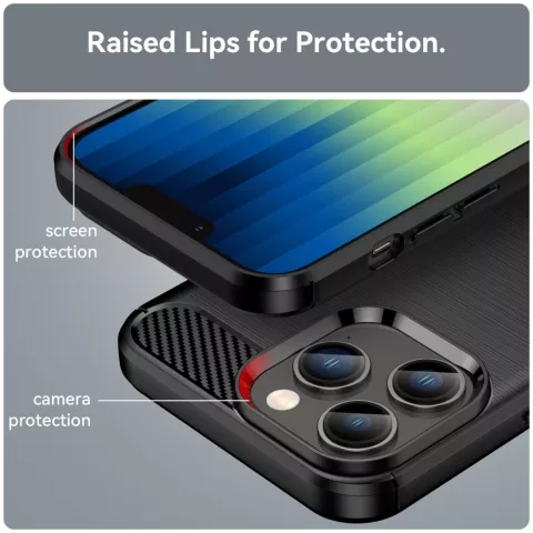 Carbon Armor TPU hoesje voor iPhone 14 Pro - zwart