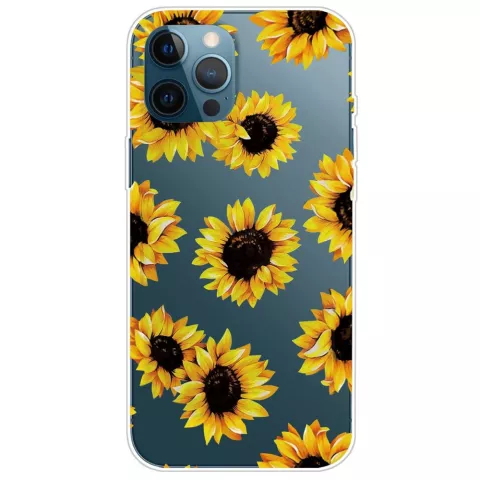Sunflower TPU hoesje met zonnebloemen voor iPhone 14 Pro - transparant en geel