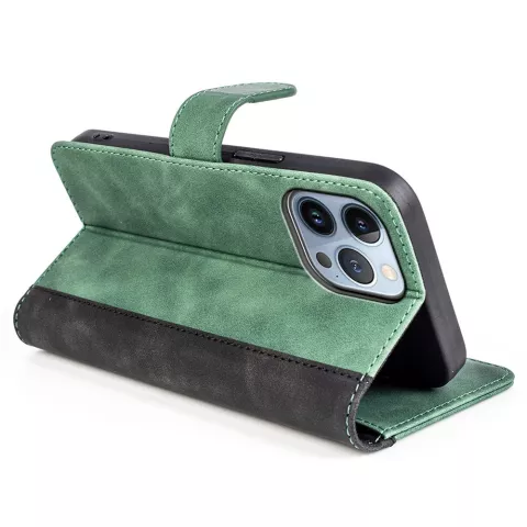 Bookcase Wallet kunstleer hoesje voor iPhone 14 Pro - groen