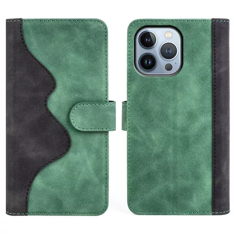 Bookcase Wallet kunstleer hoesje voor iPhone 14 Pro - groen
