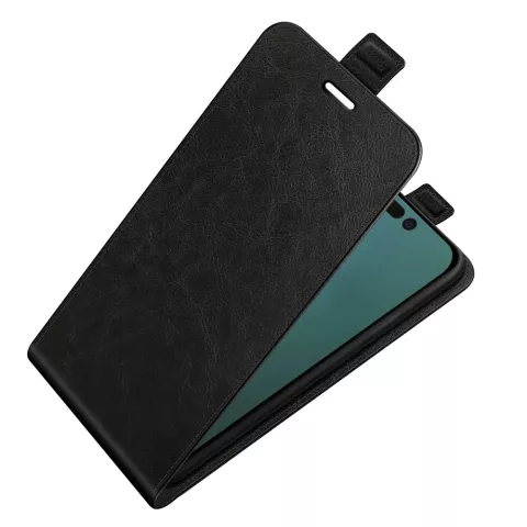 Vertical Flipcase kunstleer hoesje voor iPhone 14 Pro - zwart