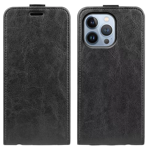 Vertical Flipcase kunstleer hoesje voor iPhone 14 Pro - zwart