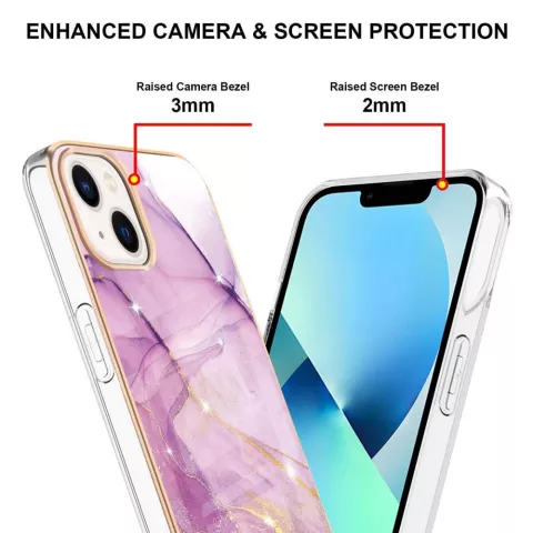 Marble Stone TPU hoesje geschikt voor iPhone 14 Plus - paars