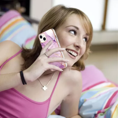 Marble Stone TPU hoesje geschikt voor iPhone 14 Plus - paars
