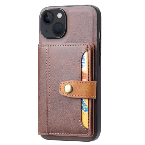 Card Wallet kunstleer hoesje voor iPhone 14 Plus - bruin