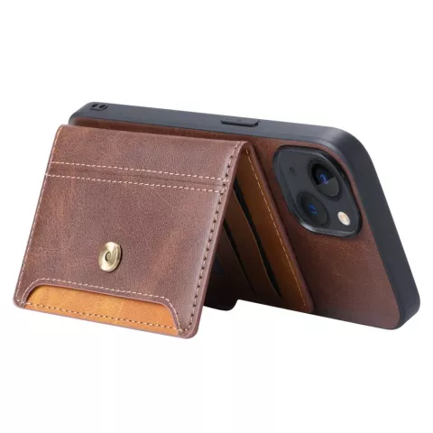 Card Wallet kunstleer hoesje voor iPhone 14 Plus - bruin