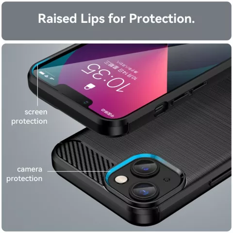 Carbon Armor TPU hoesje voor iPhone 14 Plus - zwart