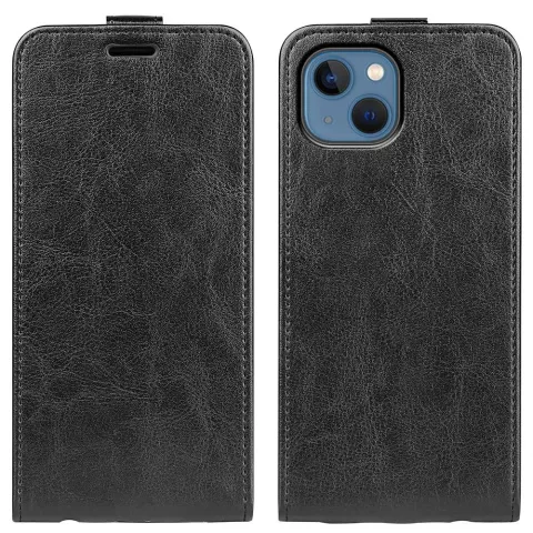 Vertical Flipcase kunstleer hoesje voor iPhone 14 Plus - zwart