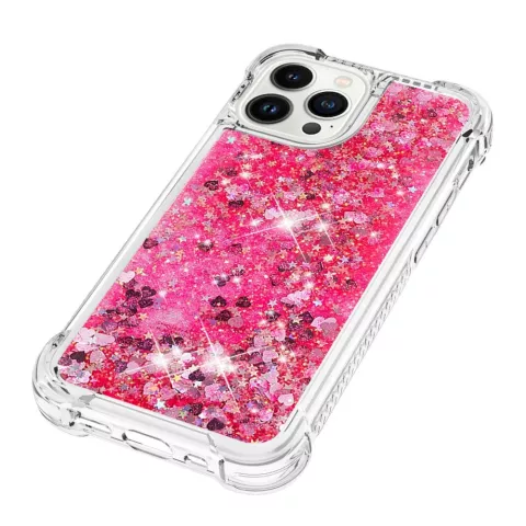 Glitter TPU hoesje voor iPhone 14 Pro Max - transparant roze