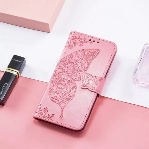 Vlinder Wallet kunstleer hoesje voor iPhone 14 Pro Max - roze