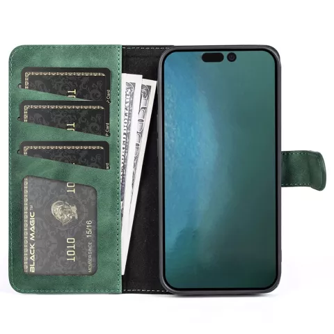 Bookcase Wallet kunstleer hoesje voor iPhone 14 Pro Max - groen