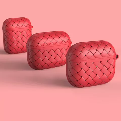 Woven Protection TPU hoesje met oogje geschikt voor AirPods 3 - rood