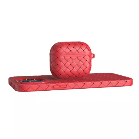 Woven Protection TPU hoesje met oogje geschikt voor AirPods 3 - rood