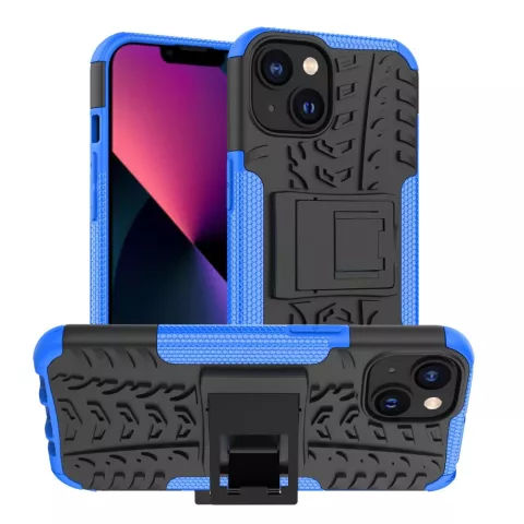 Shockproof Kickstand anti-slip kunststof en TPU hoesje voor iPhone 14 - blauw