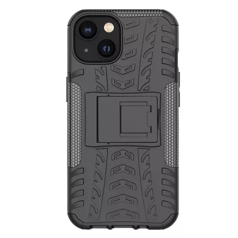 Shockproof Kickstand anti-slip kunststof en TPU hoesje voor iPhone 14 - zwart