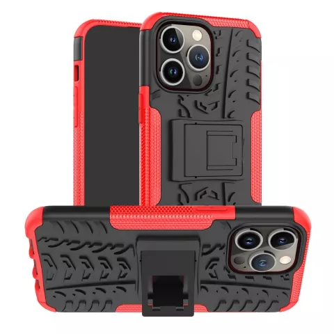 Shockproof Kickstand anti-slip kunststof en TPU hoesje voor iPhone 14 Pro - rood