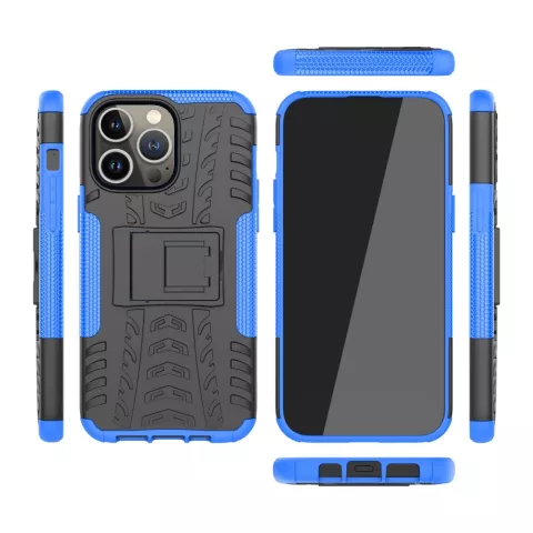 Shockproof Kickstand anti-slip kunststof en TPU hoesje voor iPhone 14 Pro - blauw