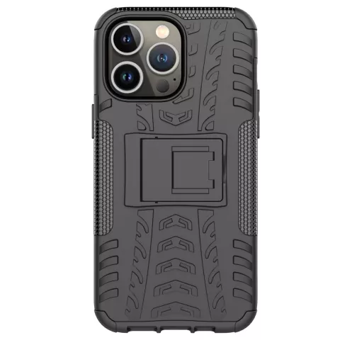 Shockproof Kickstand anti-slip kunststof en TPU hoesje voor iPhone 14 Pro - zwart