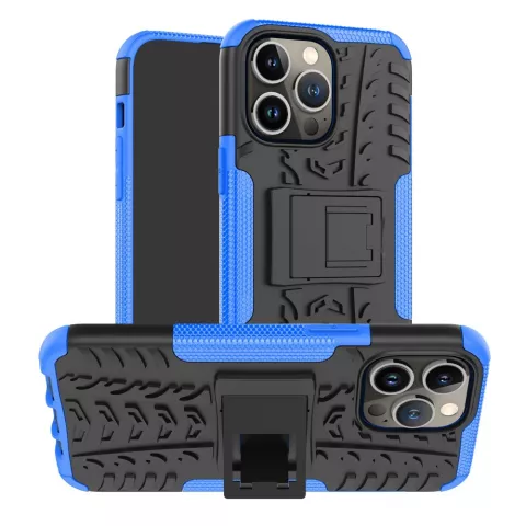 Shockproof Kickstand anti-slip kunststof en TPU hoesje voor iPhone 14 Pro Max - blauw