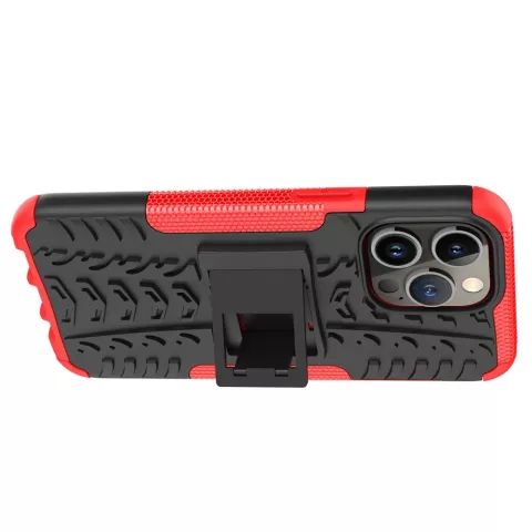Shockproof Kickstand anti-slip kunststof en TPU hoesje voor iPhone 14 Pro Max - rood