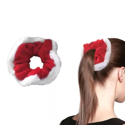 Kerst Scrunchie Elastische Christmas Haarband Haarversiering Armband - Rood en Wit