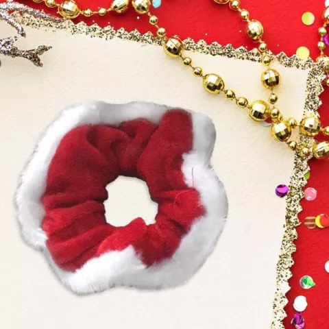 Kerst Scrunchie Elastische Christmas Haarband Haarversiering Armband - Rood en Wit