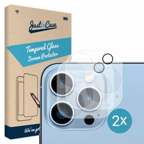 Just in Case Tempered Glass Camera Lens 2 stuks voor iPhone 13 Pro - transparant