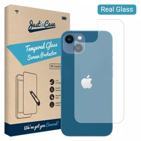 Just in Case Back Cover Tempered Glass voor iPhone 14 - gehard glas