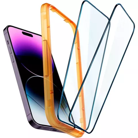 Spigen AlignMaster Full Cover Glass 2 pack voor iPhone 14 Pro - gehard glas