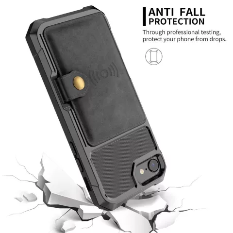 Just in Case Magnetic Card Holder Hybrid Case hoesje geschikt voor iPhone 6 6s 7 8 SE 2020 en SE 2022 - zwart