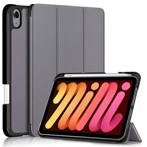 Just in Case Trifold Case With Pen Slot hoes voor iPad mini 6 - grijs