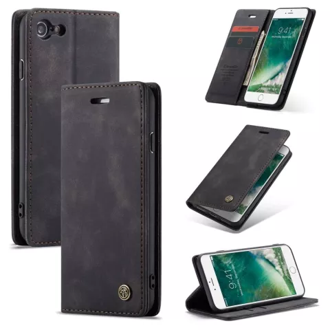 Caseme Retro Wallet Case hoesje voor iPhone 7, 8, SE 2020 en SE 2022 - zwart