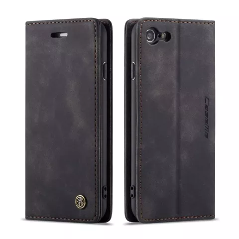 Caseme Retro Wallet Case hoesje voor iPhone 7, 8, SE 2020 en SE 2022 - zwart