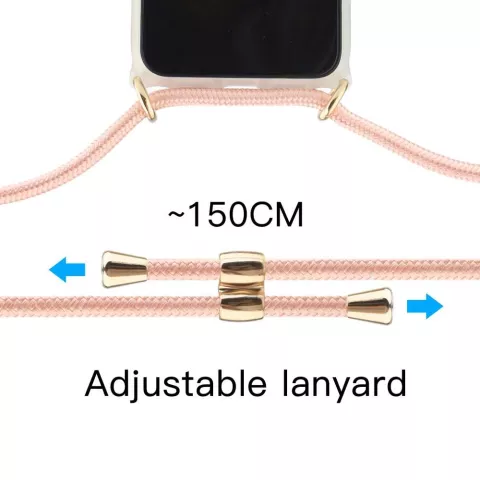 Just in Case Geometry Pattern TPU Hoesje met Koord voor iPhone 12 en iPhone 12 Pro - roze marmer