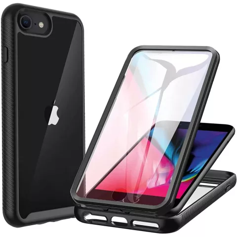 Just in Case 360 Full Cover Defense Case hoesje voor iPhone SE 2020 en iPhone SE 2022 - zwart