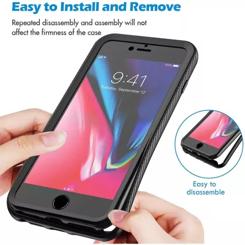 Just in Case 360 Full Cover Defense Case hoesje geschikt voor iPhone SE 2020 en iPhone SE 2022 - zwart