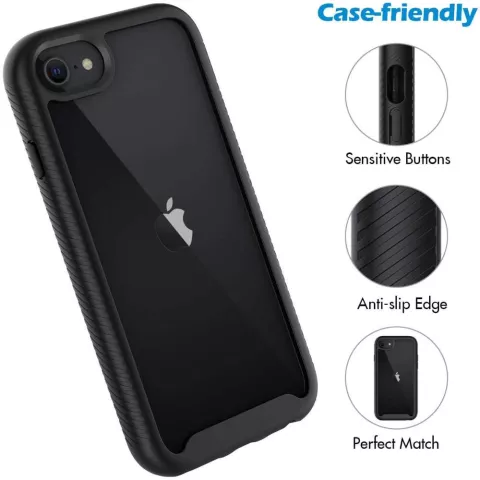 Just in Case 360 Full Cover Defense Case hoesje voor iPhone SE 2020 en iPhone SE 2022 - zwart
