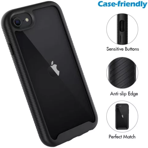 Just in Case 360 Full Cover Defense Case hoesje geschikt voor iPhone SE 2020 en iPhone SE 2022 - zwart