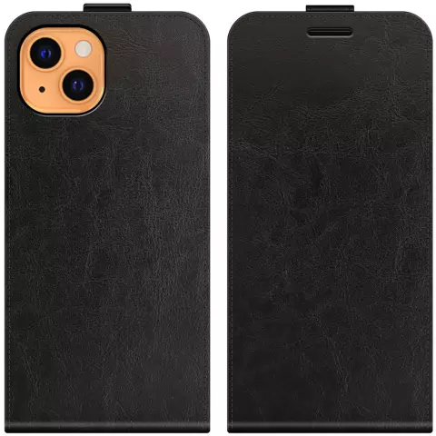 Just in Case Vertical Flip Case hoesje voor iPhone 13 - zwart