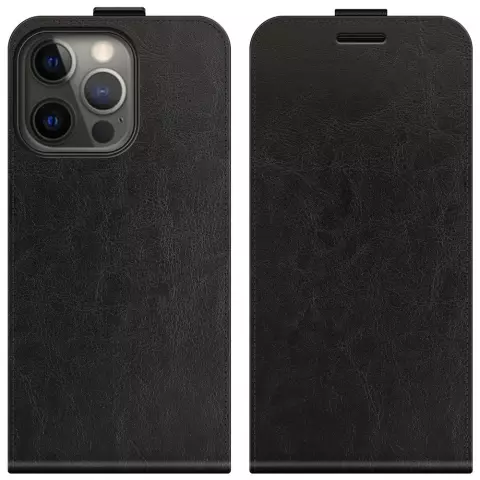Just in Case Vertical Flip Case hoesje voor iPhone 13 Pro - zwart