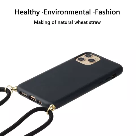Just in Case Soft TPU Case met Koord hoesje geschikt voor iPhone 13 Pro Max - zwart